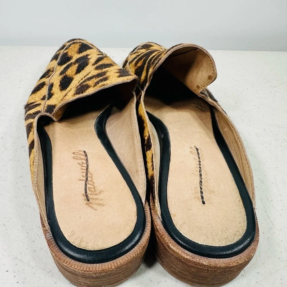 Madewell The Frances Skimmer Mules in leopard calf hair size 7